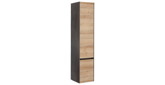 HOCHSCHRANK 37/168/33 cm - Dunkelgrau/Eichefarben, Design, Glas/Holzwerkstoff (37/168/33cm) - Dieter Knoll