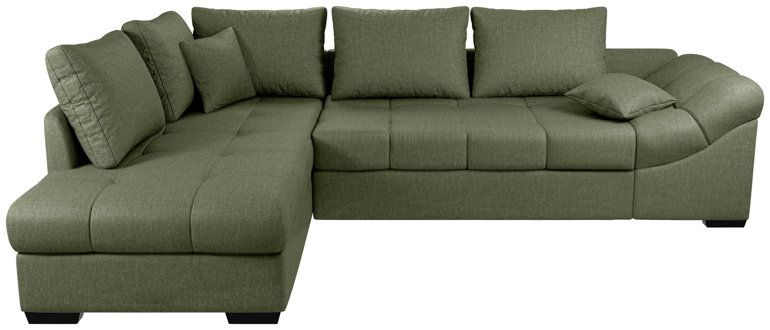 ECKSCHLAFSOFA Grün Mikrofaser  - Schwarz/Grün, MODERN, Holz/Textil (202/298cm) - MID.YOU