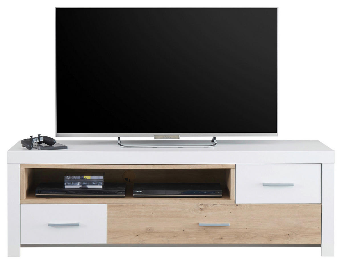 TV DIEL  - biela/farba duba, Design, kov/kompozitné drevo (156/51/45cm) - Xora