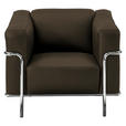 SESSEL in Echtleder Dunkelgrün  - Chromfarben/Dunkelgrün, Design, Leder/Metall (91/67/96cm) - Johann Jakob