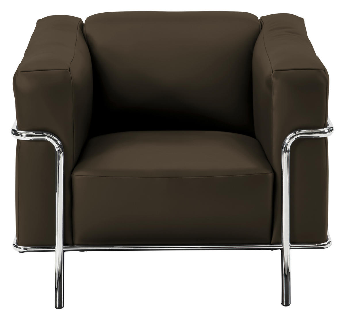 SESSEL in Echtleder Dunkelgrün  - Chromfarben/Dunkelgrün, Design, Leder/Metall (91/67/96cm) - Johann Jakob