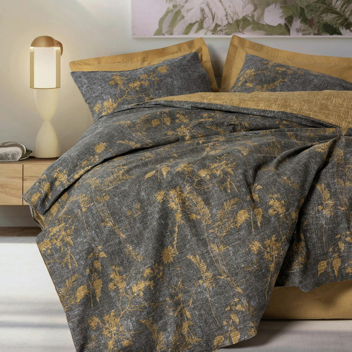 BETTWÄSCHE 135/200 cm  - Senfgelb, Basics, Textil (135/200cm)