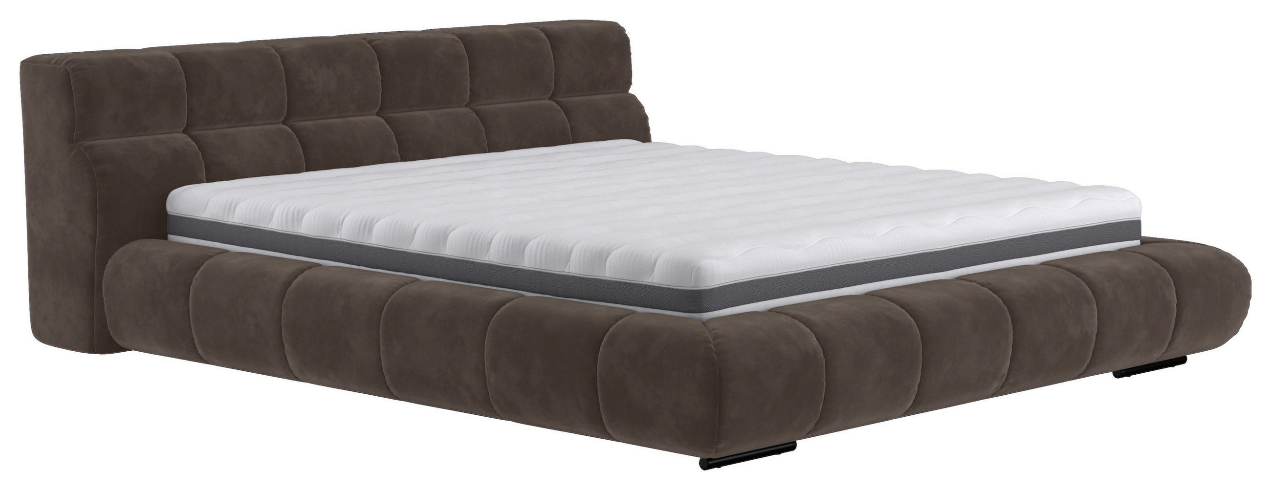 POLSTERBETT 180/200 cm,  in Graubraun,  - Graubraun/Schwarz, Design, Textil/Metall (180/200cm) - Belluti