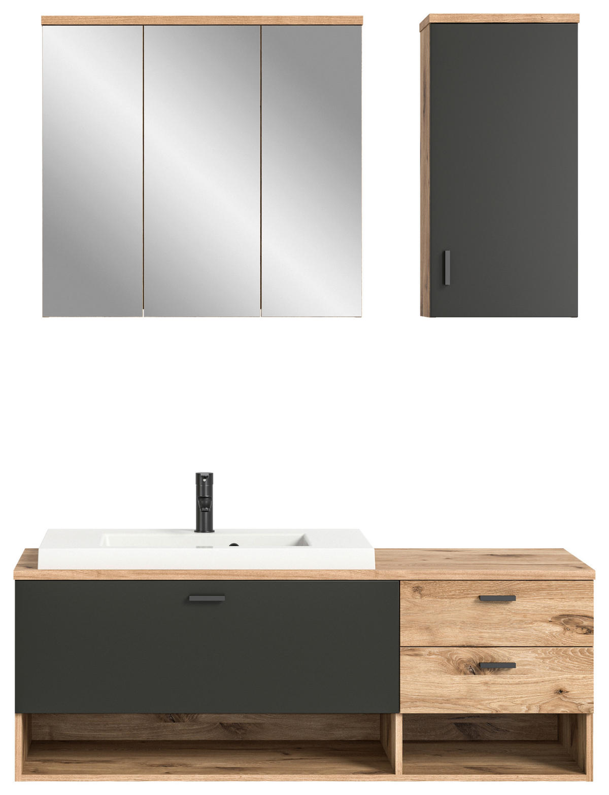 KOPALNICA  temno siva  - temno siva/siva, Moderno, kovina/steklo (138cm) - MID.YOU