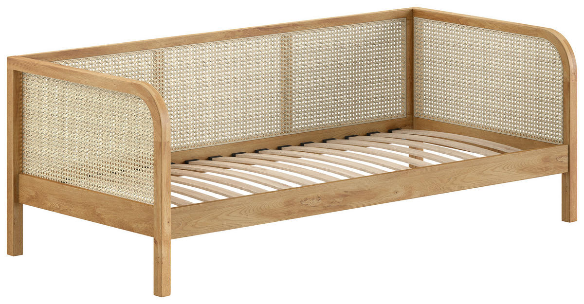 BETT 90/200 cm  in Eichefarben  - Eichefarben/Nickelfarben, MODERN, Holz/Holzwerkstoff (90/200cm) - MID.YOU