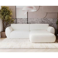 ECKSOFA Chenille Creme  - Creme/Schwarz, Design, Kunststoff/Textil (288/170cm) - Livetastic