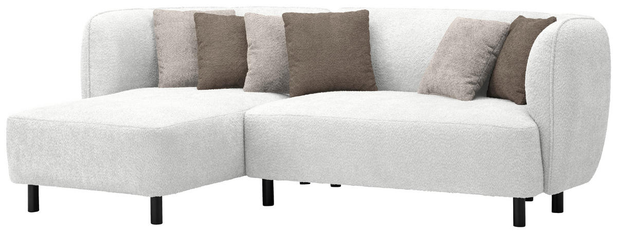 ECKSOFA in Chenille Weiss  - Sandfarben/Weiss, Design, Holz/Textil (148/236cm) - Lomoco