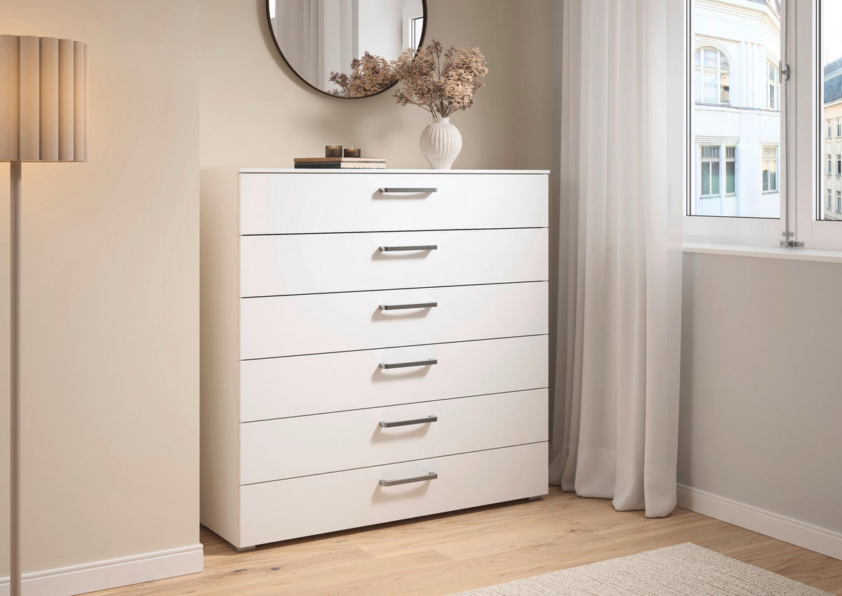 KOMMODE , , 6 Schublade(n)  - Edelstahlfarben/Alufarben, Basics, Holzwerkstoff/Kunststoff (120/119/42cm) - Novel