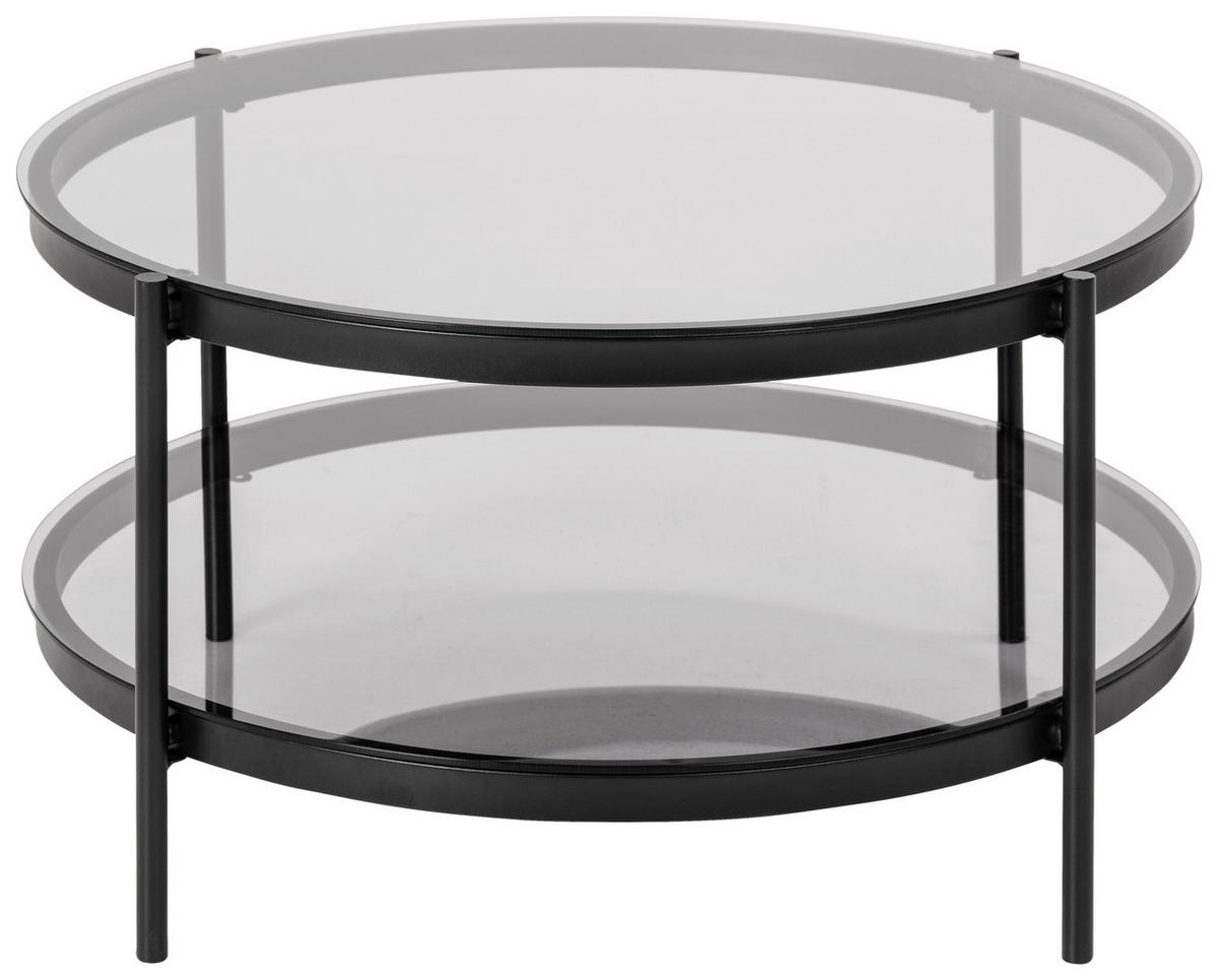 COUCHTISCH Rauchglas 75/75/42 cm rund Schwarz  - Schwarz, KONVENTIONELL, Glas/Metall (75/75/42cm) - MID.YOU