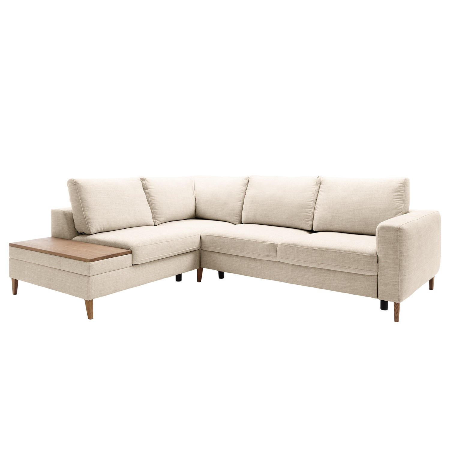 ECKSOFA in Webstoff Silberfarben  - Eschefarben/Silberfarben, Modern, Holz/Textil (260/90/204cm) - Trendmanufaktur