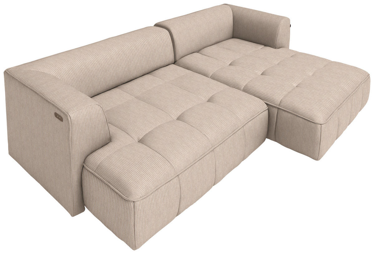 ECKSOFA  in Feincord Beige  288/188 cm  - Beige/Schwarz, Design, Kunststoff/Textil (288/188cm) - Welnova