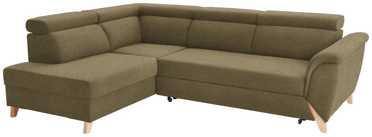 ECKSOFA Chenille Olivgrün  - Naturfarben/Olivgrün, Konventionell, Holz/Textil (200/265cm) - Stylife