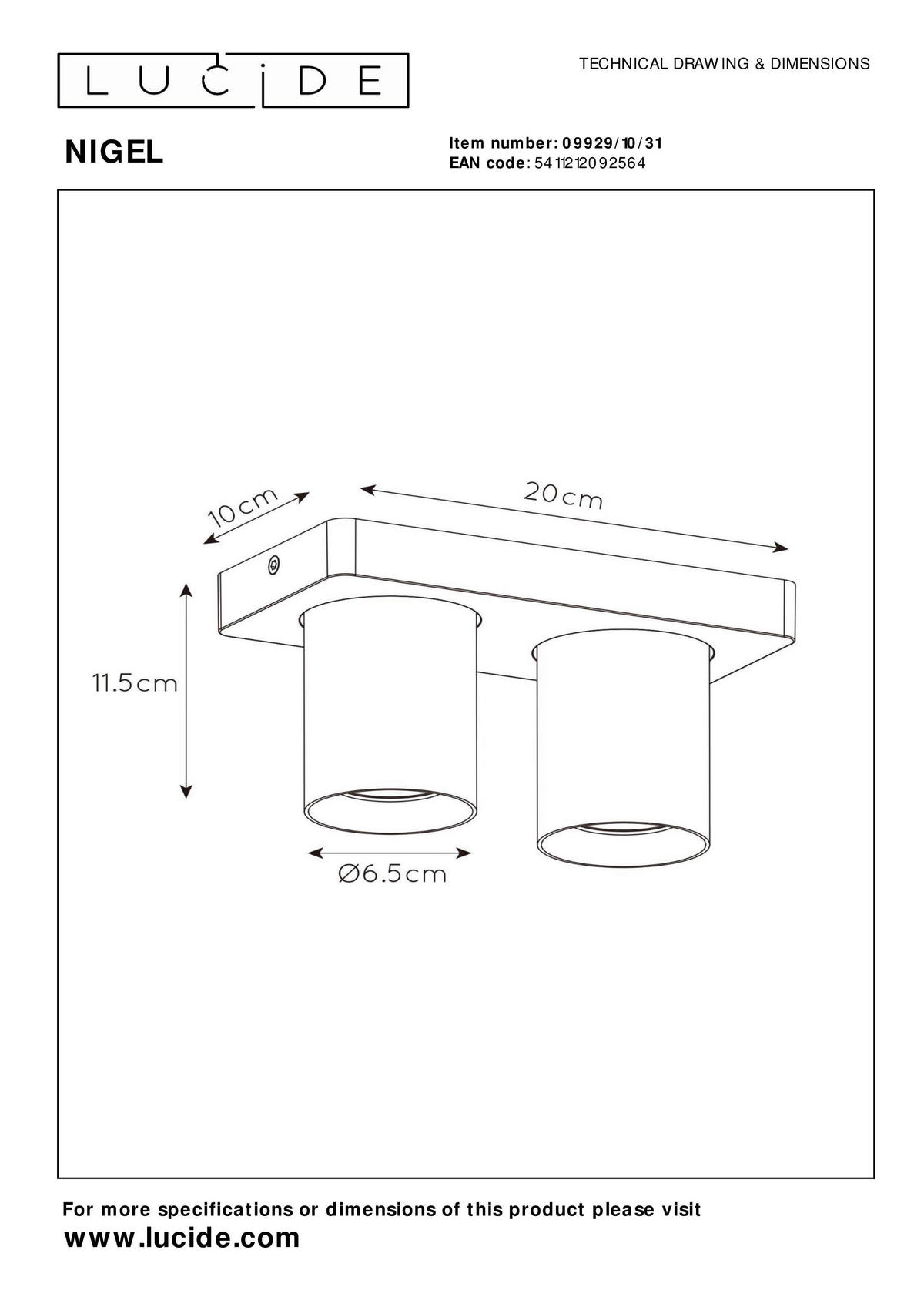 LED-STRAHLER 20/10/11.5 cm   - Weiß, KONVENTIONELL, Metall (20/10/11.5cm) - Lucide