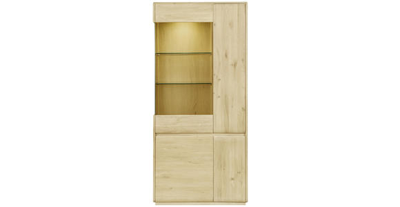 VITRINE Asteiche massiv Eichefarben - Eichefarben, Natur, Glas/Holz (95/201/41cm) - Linea Natura