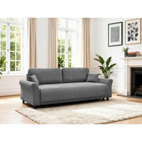 SCHLAFSOFA Cord Grau  inkl. Zierkissen, Rückenkissen, Bettkasten, Schlaffunktion, Rücken echt  - Schwarz/Grau, Design, Textil (244/88/100cm) - P & B