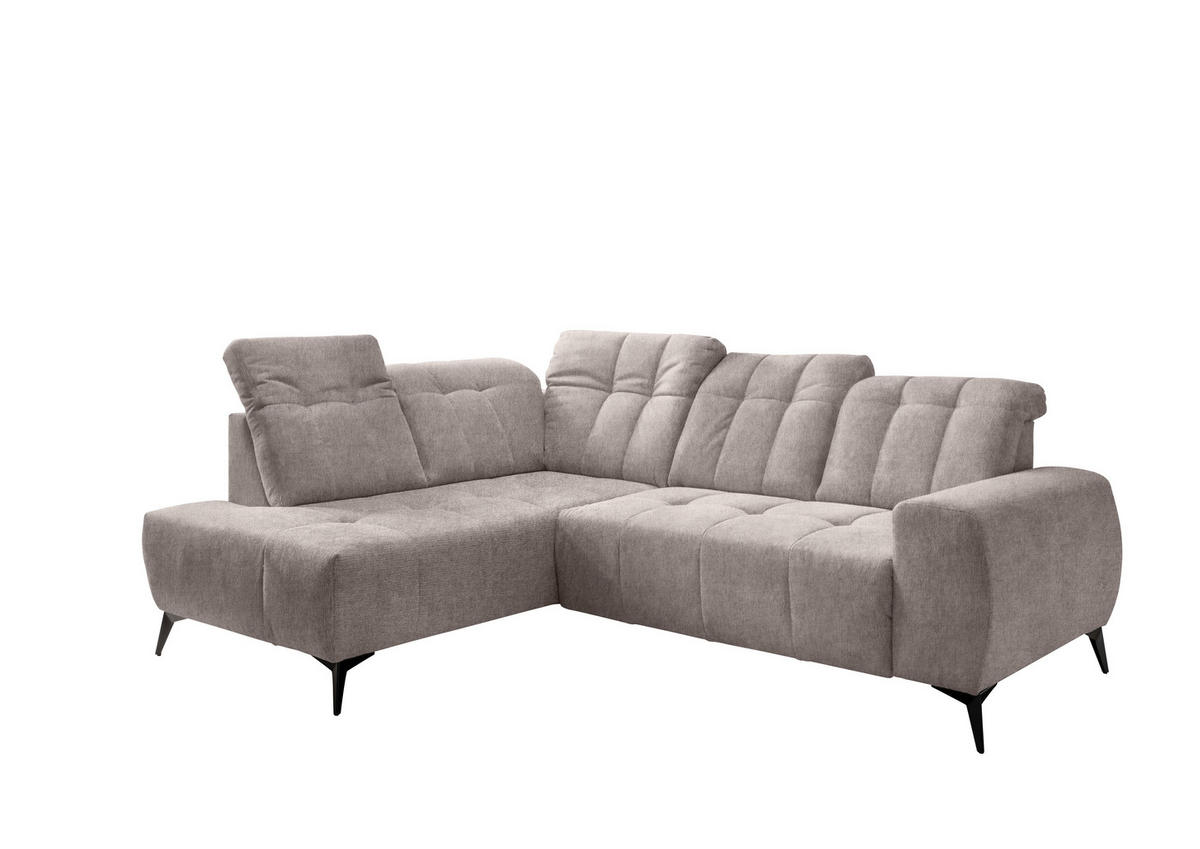 ECKSOFA Taupe Mikrofaser  - Taupe/Schwarz, MODERN, Textil/Metall (200/261cm) - Livetastic