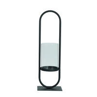 KERZENHALTER - Klar/Schwarz, Trend, Glas/Metall (14/45/10cm)