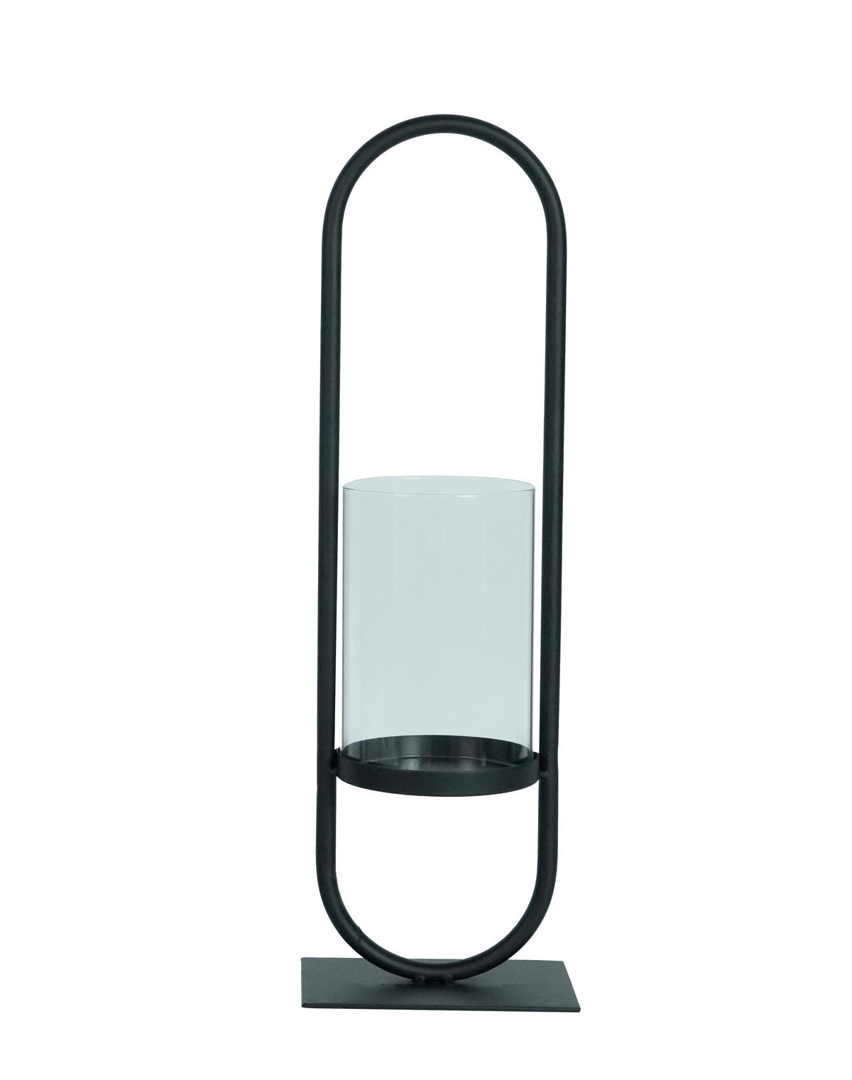 KERZENHALTER - Klar/Schwarz, Trend, Glas/Metall (14/45/10cm)