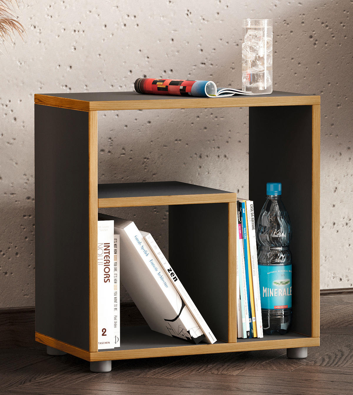 BEISTELLTISCH in Holzwerkstoff 50/55/30 cm  - Honigeiche/Anthrazit, Design, Holzwerkstoff/Kunststoff (50/55/30cm) - MID.YOU