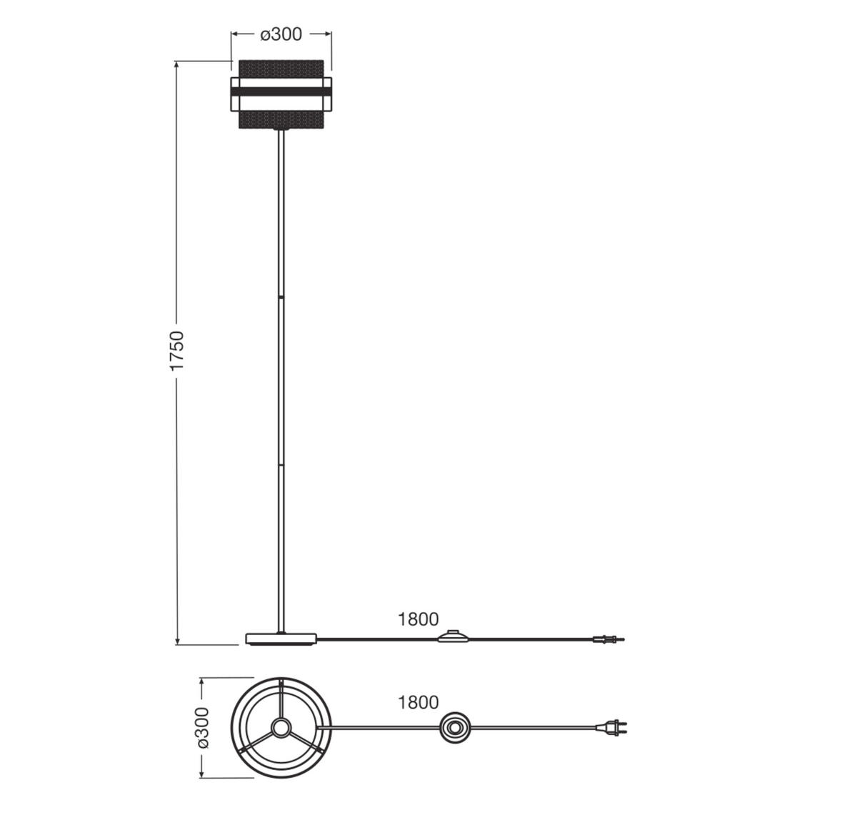 STEHLEUCHTE 30/175 cm   - Goldfarben/Schwarz, KONVENTIONELL, Textil/Metall (30/175cm) - Osram