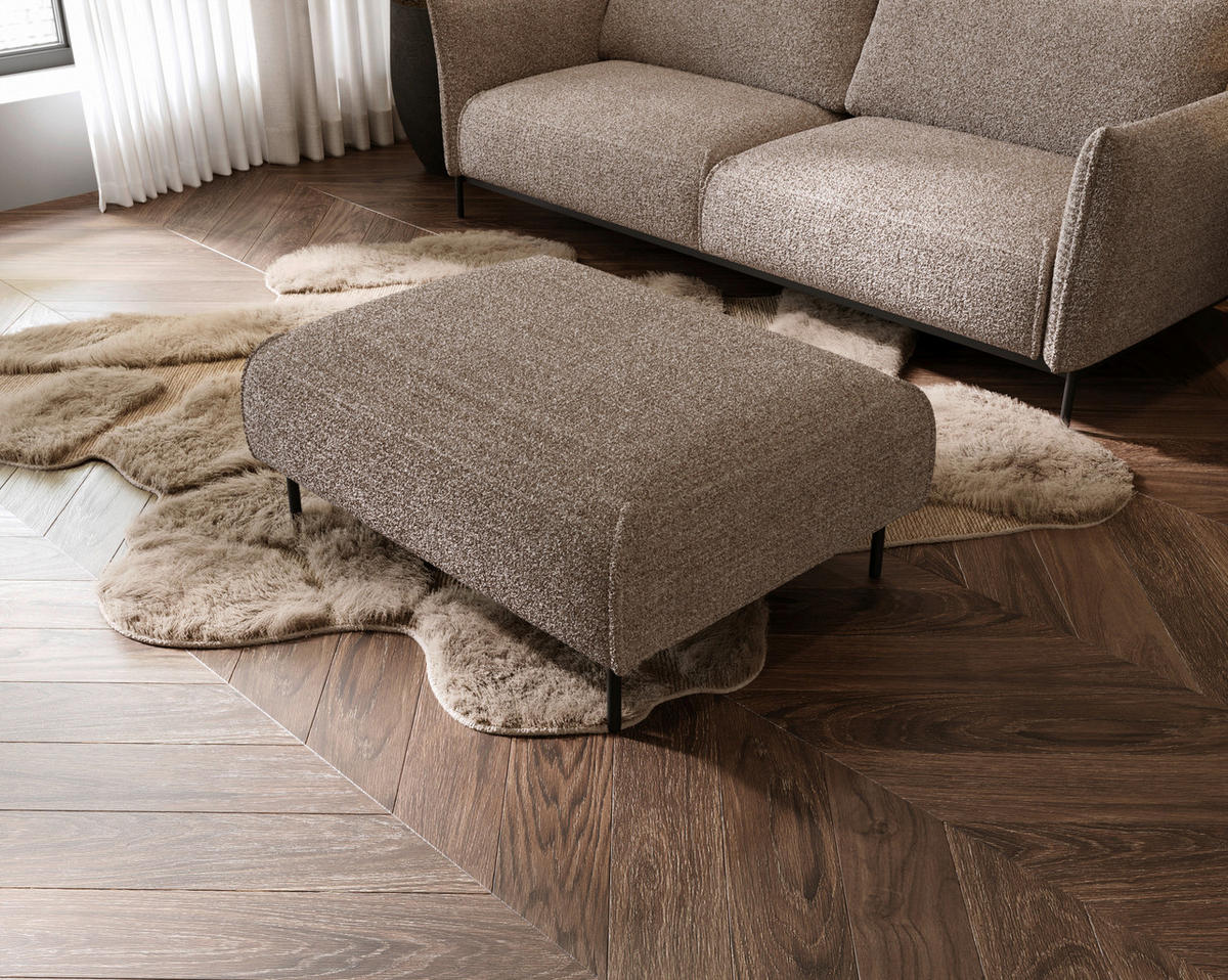 HOCKER in Textil Hellbraun  - Hellbraun/Schwarz, Design, Textil/Metall (100/42/97cm) - Livetastic