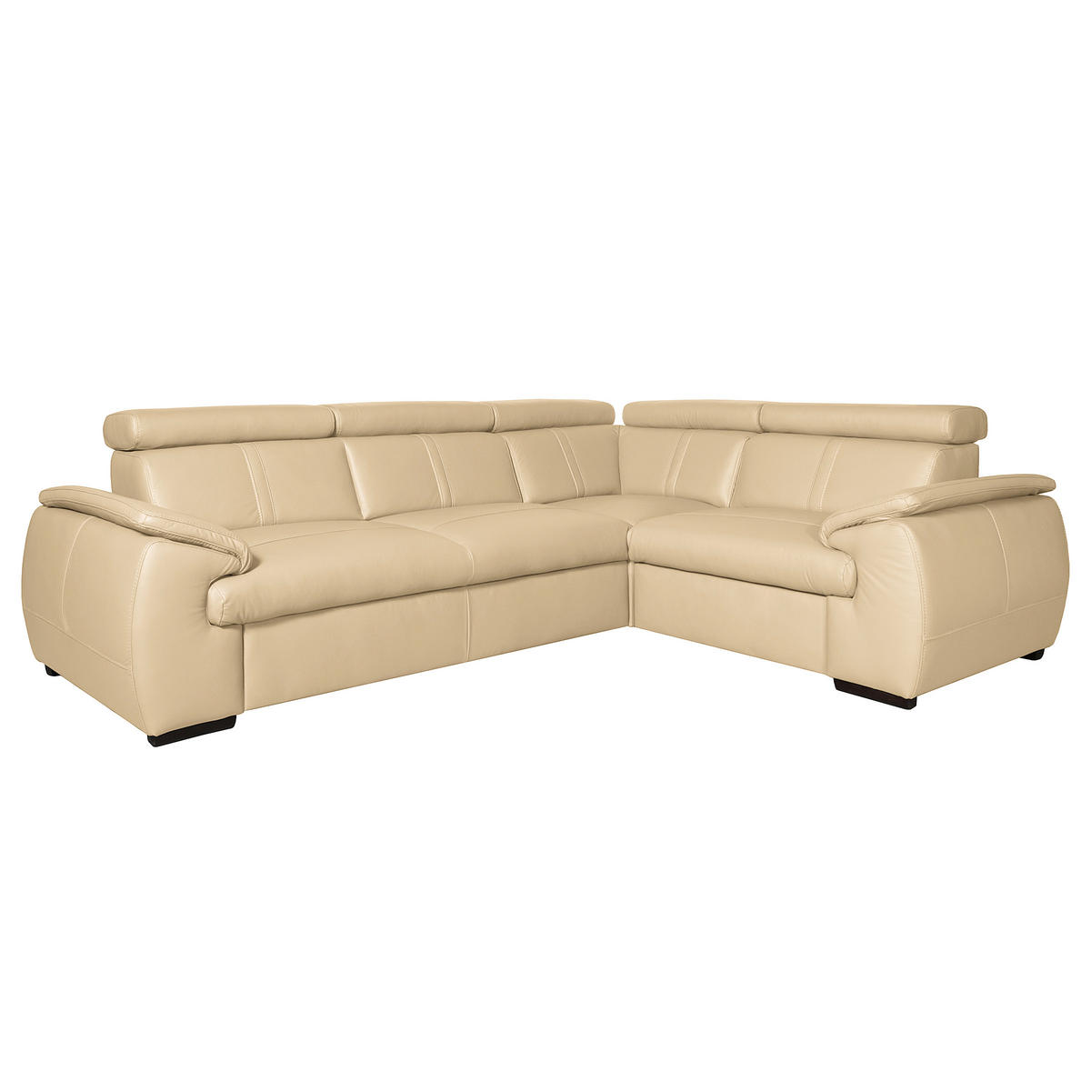 ECKSOFA Beige Echtleder  - Wengefarben/Beige, Design, Leder/Holz (265/193cm) - Livetastic