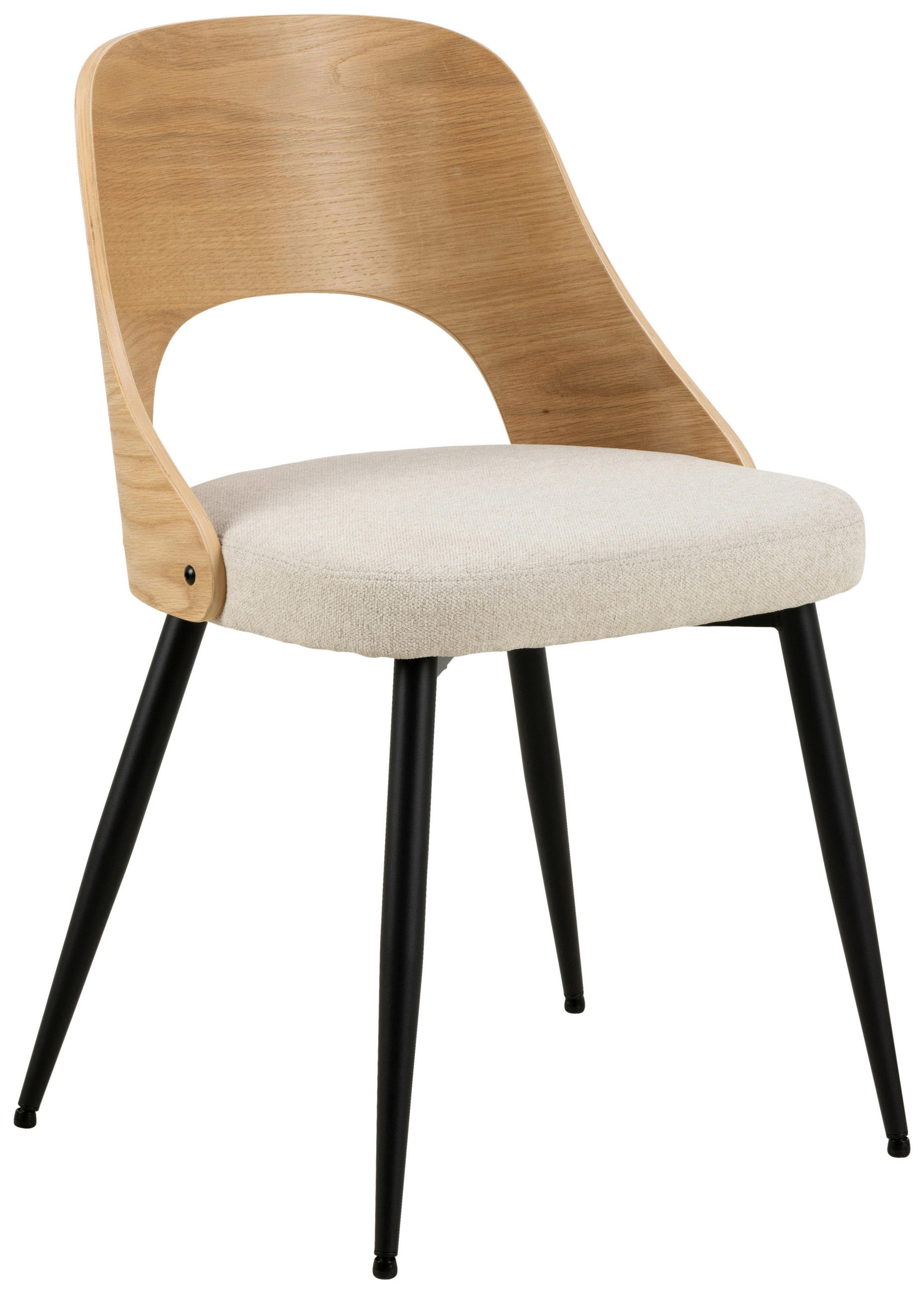 STUHL  in Stahl Flachgewebe Textil  - Beige/Schwarz, MODERN, Holz/Textil (48/79/53cm) - MID.YOU