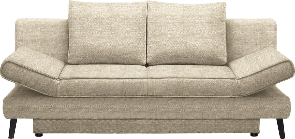 SCHLAFSOFA in Webstoff Beige  - Beige/Schwarz, Design, Textil/Metall (200/85/90cm) - Xora