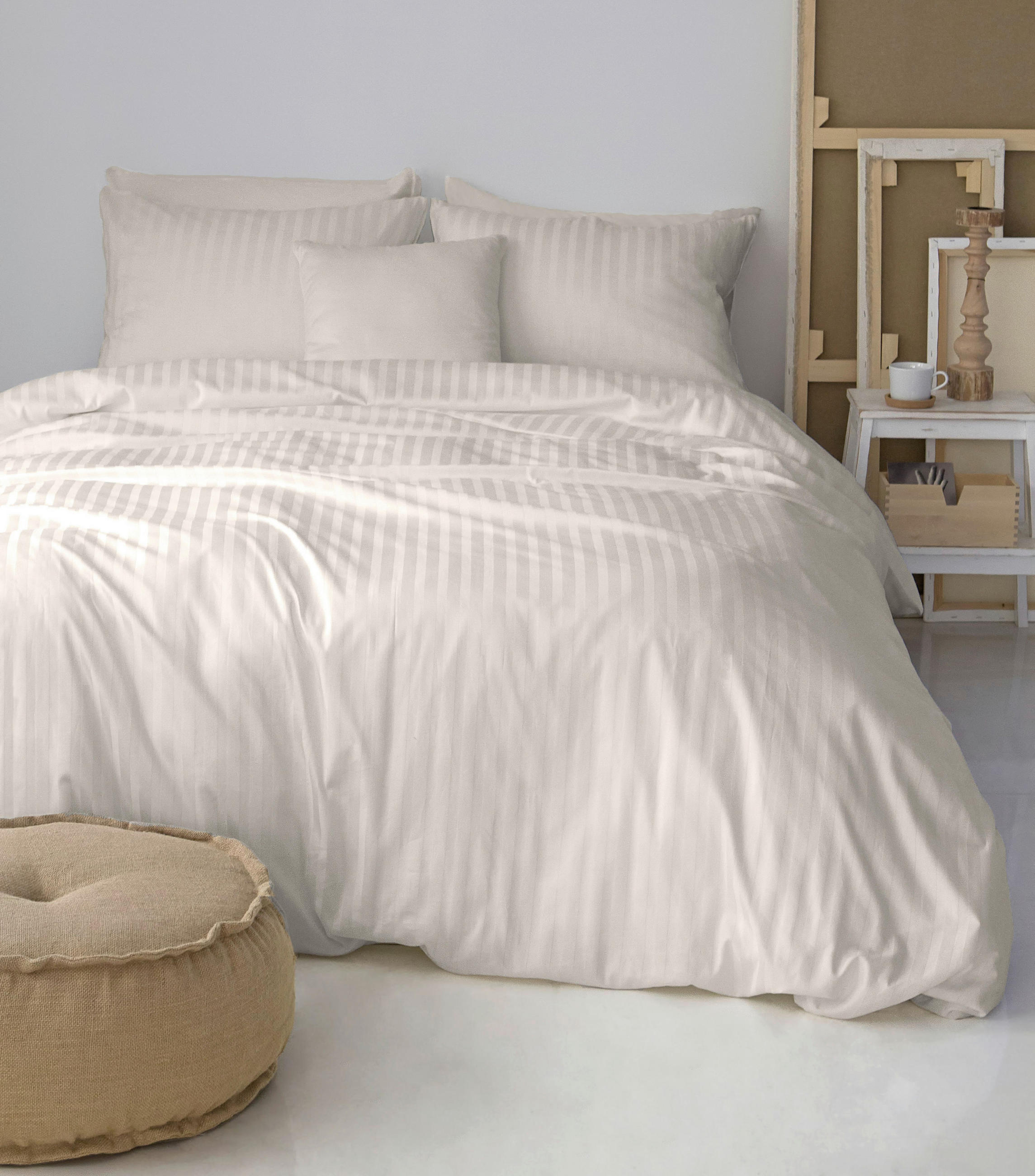 DUVETBEZUG Bio Stripe Satin 160/210 cm  - Sandfarben, Basics, Textil (160/210cm) - Bio:Vio