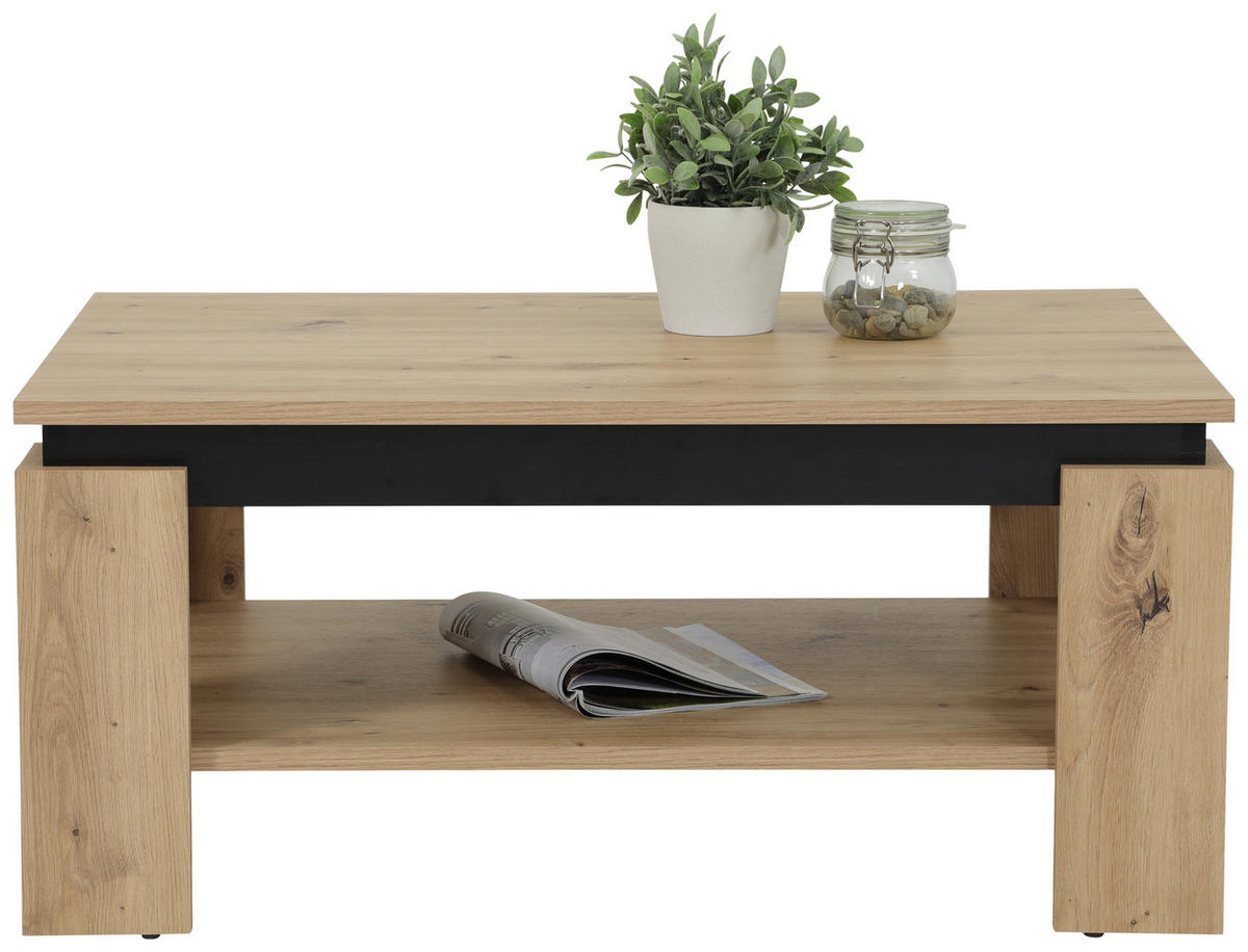 COUCHTISCH 90/60,5/41,5 cm rechteckig Schwarz, Eiche Artisan  - Schwarz/Eiche Artisan, KONVENTIONELL, Holzwerkstoff (90/60,5/41,5cm) - Boxxx