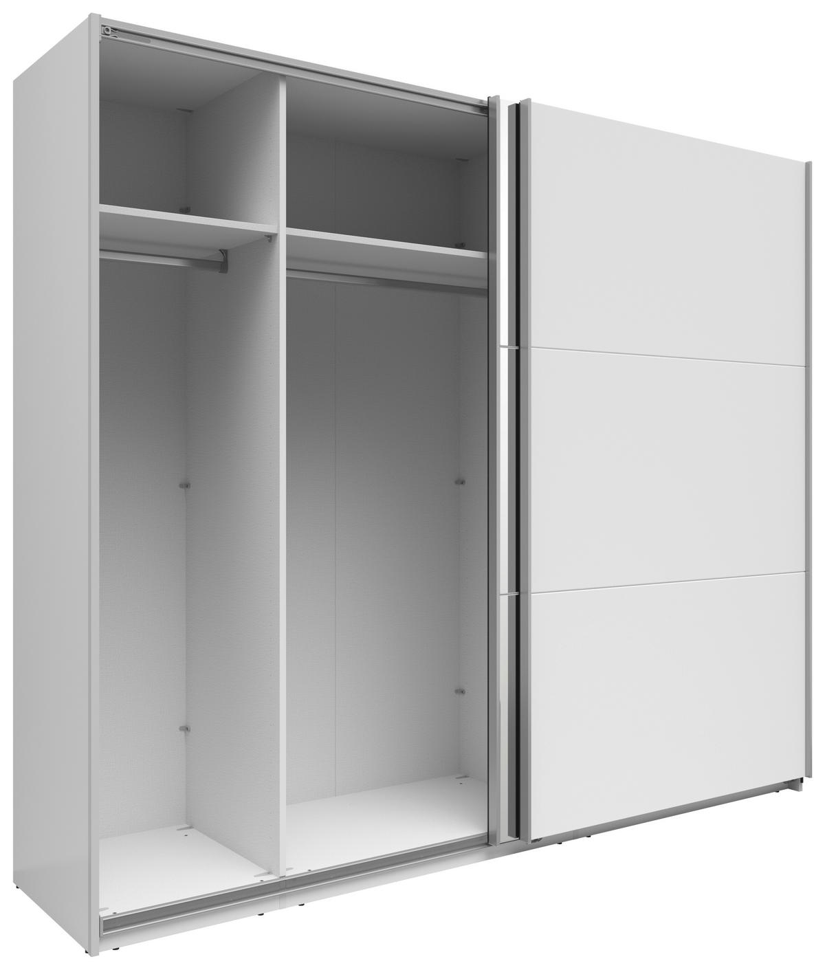 SCHWEBETÜRENSCHRANK 250/216/64 cm 2-türig Weiß  - Silberfarben/Weiß, Basics, Glas/Holzwerkstoff (250/216/64cm) - Boxxx