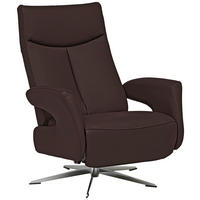 RELAXSESSEL Echtleder Relaxfunktion    - Chromfarben/Dunkelbraun, Design, Leder/Metall (74/105/82cm) - Welnova