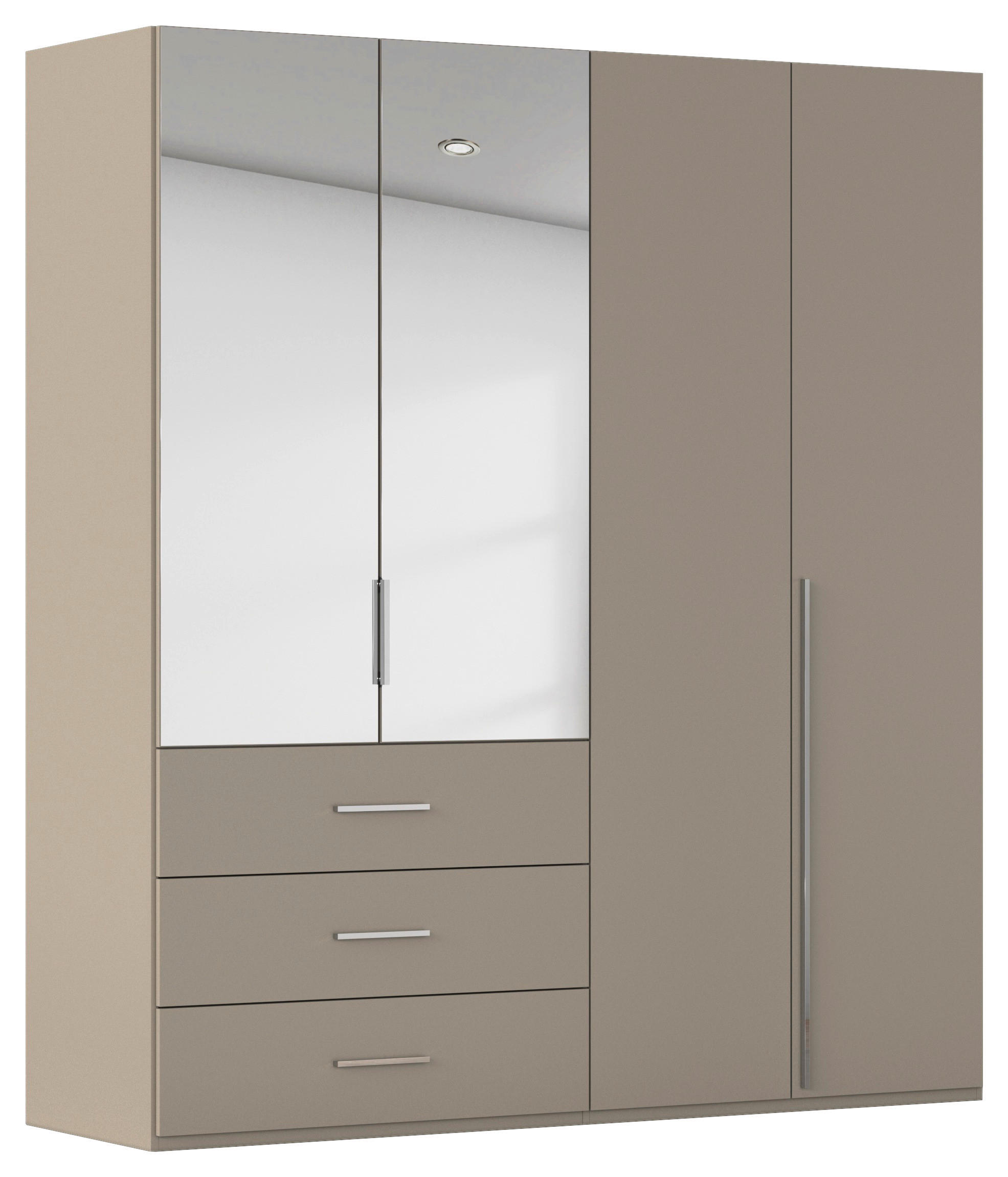 DREHTÜRENSCHRANK 201/223/60 cm,  in Fango, 4-türig  - Chromfarben/Fango, Design, Glas/Holzwerkstoff (201/223/60cm) - home24