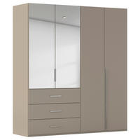 DREHTÜRENSCHRANK 201/223/60 cm,  in Fango, 4-türig  - Chromfarben/Fango, Design, Glas/Holzwerkstoff (201/223/60cm) - home24