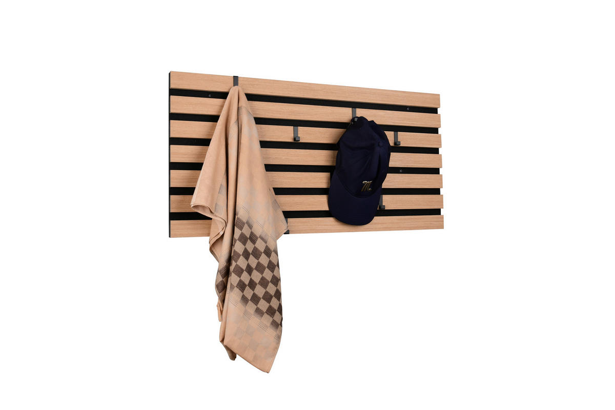 WANDGARDEROBE  in furniert Schwarz, Eiche Artisan  - Schwarz/Eiche Artisan, MODERN, Holzwerkstoff/Textil (80/40/2,1cm) - Milino