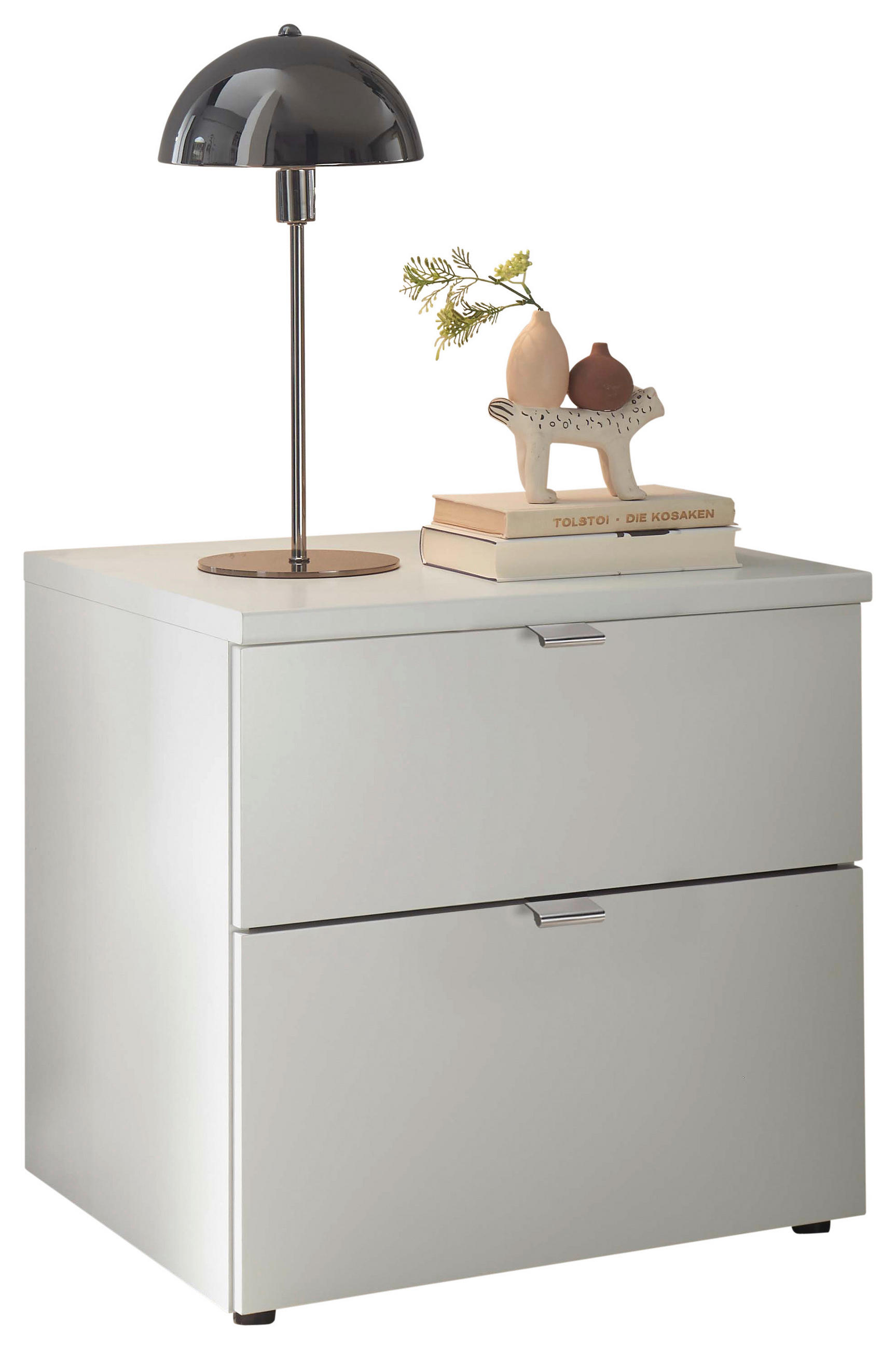 NACHTSCHRANK 40/46,4/43 cm, Weiß,  - Chromfarben/Schwarz, Basics, Holzwerkstoff/Metall (40/46,4/43cm) - Dieter Knoll