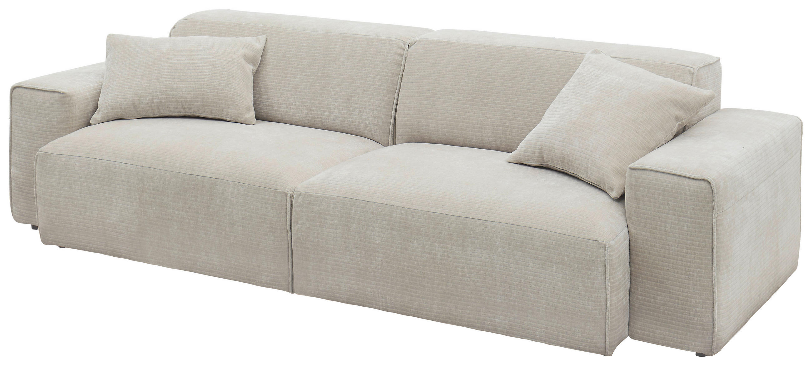 BIGSOFA Chenille Beige  - Beige/Schwarz, Design, Kunststoff/Textil (238/71/101cm) - Pure Home Lifestyle