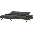 ECKSOFA in Flachgewebe Dunkelgrau  - Dunkelgrau/Anthrazit, Design, Textil/Metall (166/280cm) - Ambiente