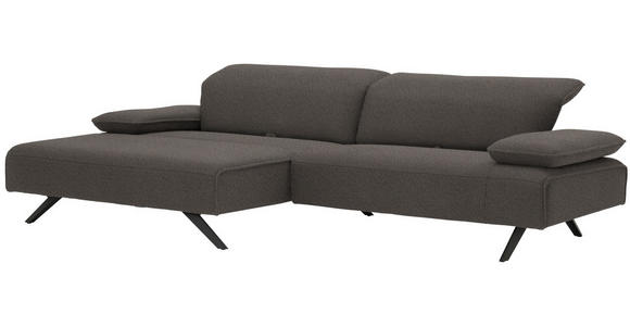 ECKSOFA in Flachgewebe Dunkelgrau  - Dunkelgrau/Anthrazit, Design, Textil/Metall (166/280cm) - Ambiente