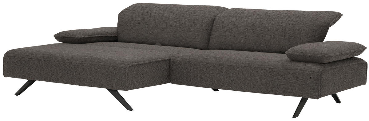 ECKSOFA in Flachgewebe Dunkelgrau  - Dunkelgrau/Anthrazit, Design, Textil/Metall (166/280cm) - Johann Jakob