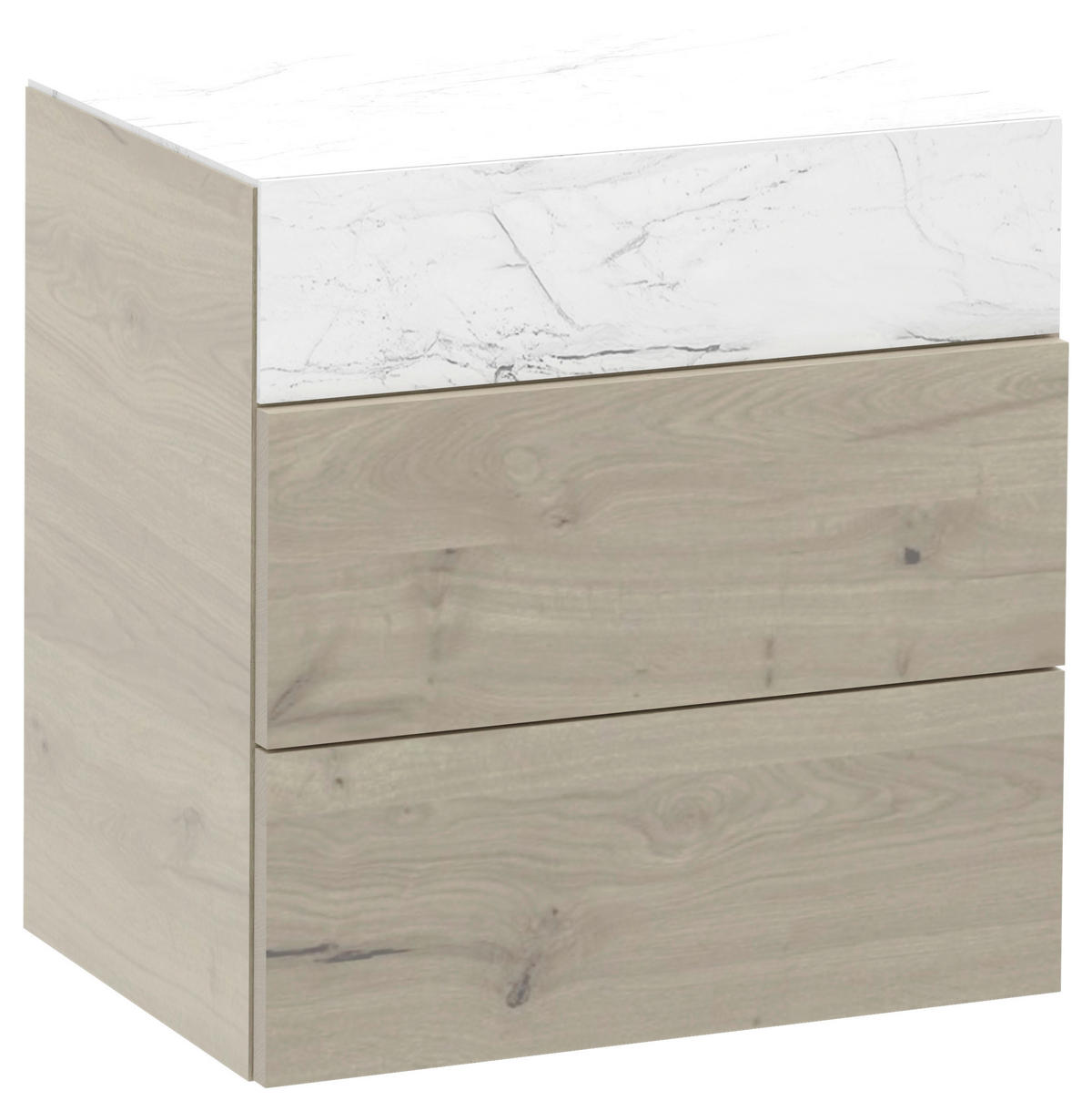 HÄNGEELEMENT Wildeiche furniert, mehrschichtige Massivholzplatte (Tischlerplatte) Weiß, Eichefarben  - Eichefarben/Weiß, Natur, Glas/Holz (64/64/42,6cm) - Voglauer