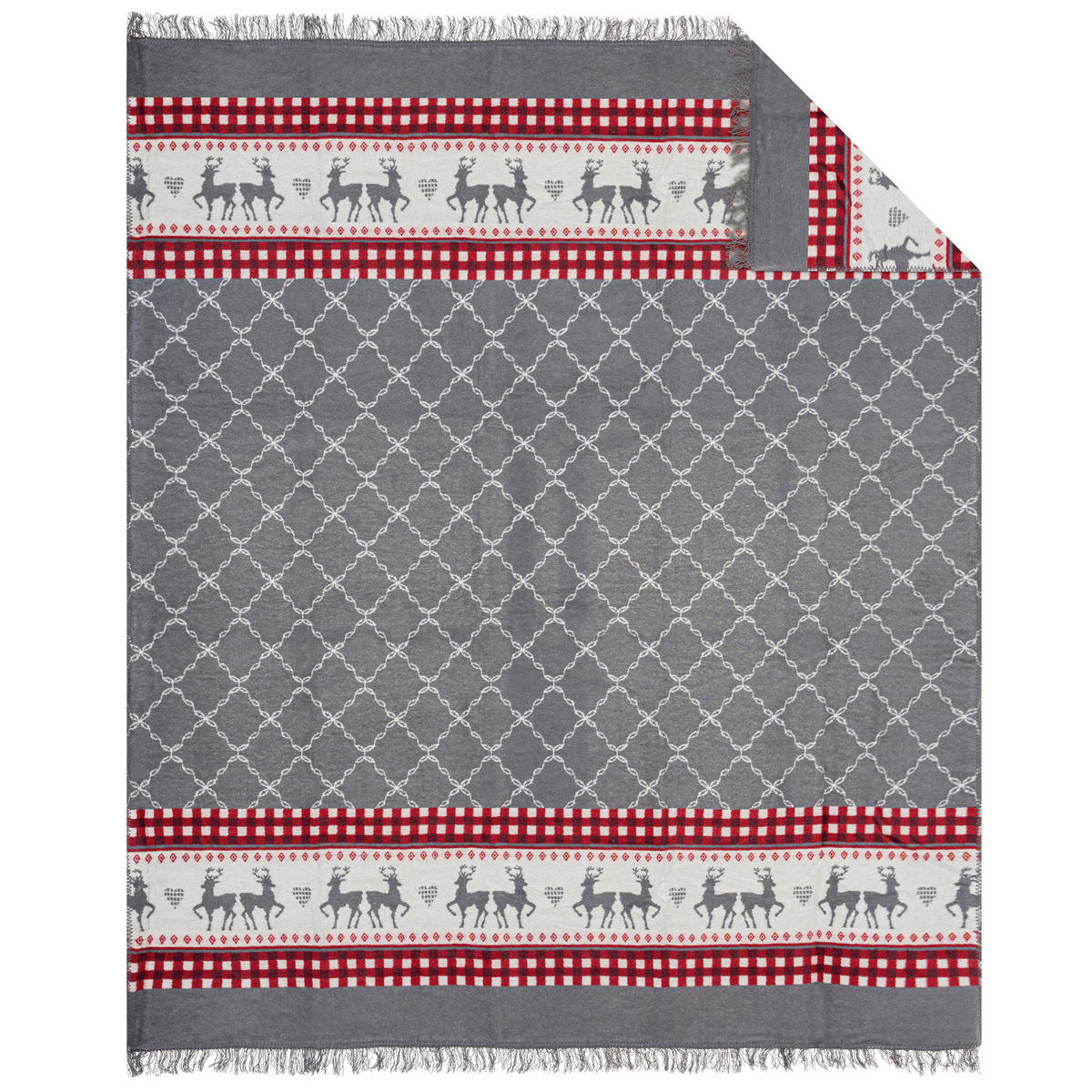 PLAID 180/220 cm  - Rot/Weiß, Basics, Kunststoff/Textil (180/220cm) - X-Mas