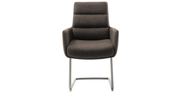 ARMLEHNSTUHL in Edelstahl Webstoff - Edelstahlfarben/Cappuccino, Design, Textil/Metall (61/90/64cm) - Dieter Knoll