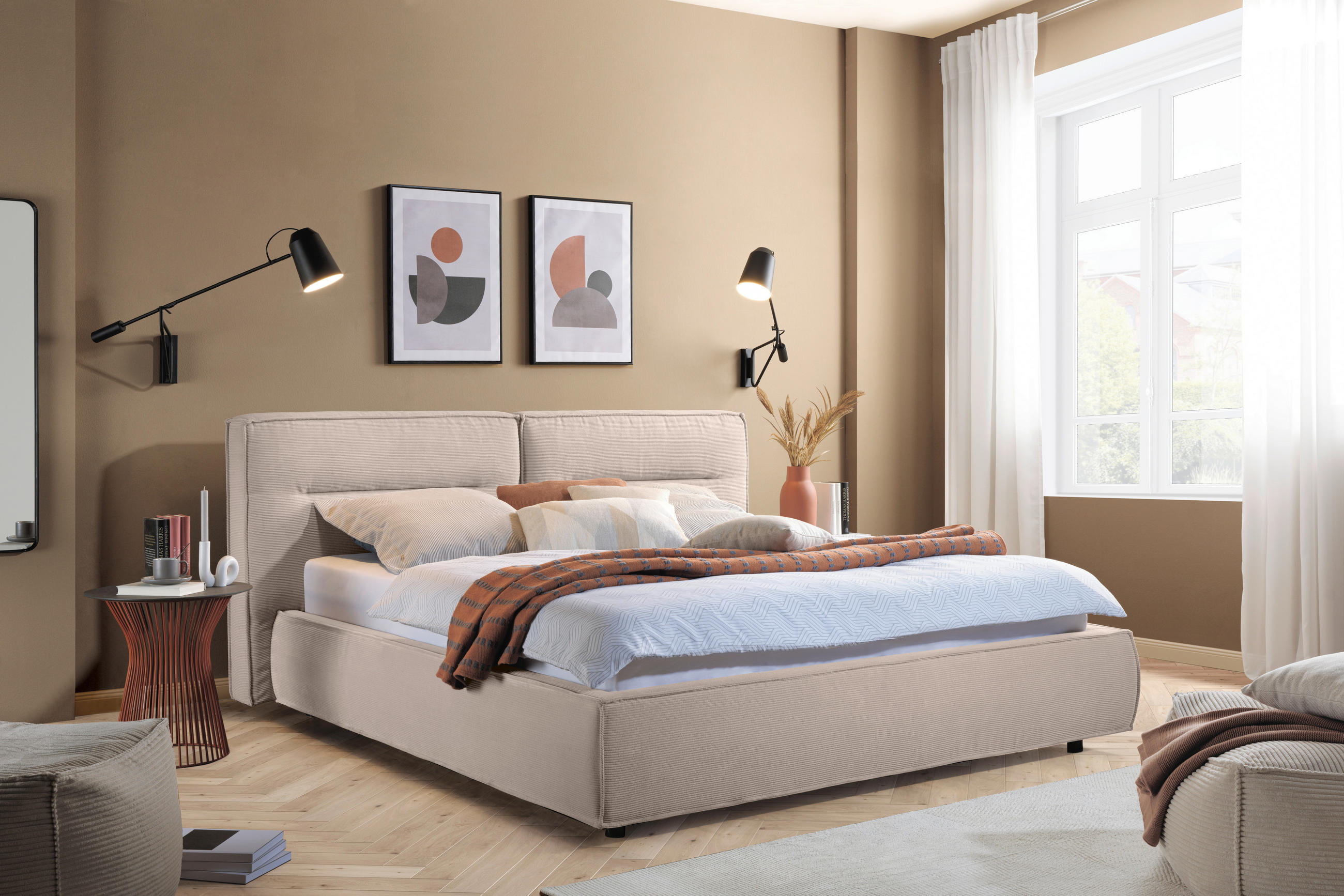 Thumbnail - Lomoco Polsterbett, Sand, Textil, 180x200 cm, Blauer Engel, Goldenes M, Oeko-Tex® Standard 100, DGM-Emissionslabel, Über...