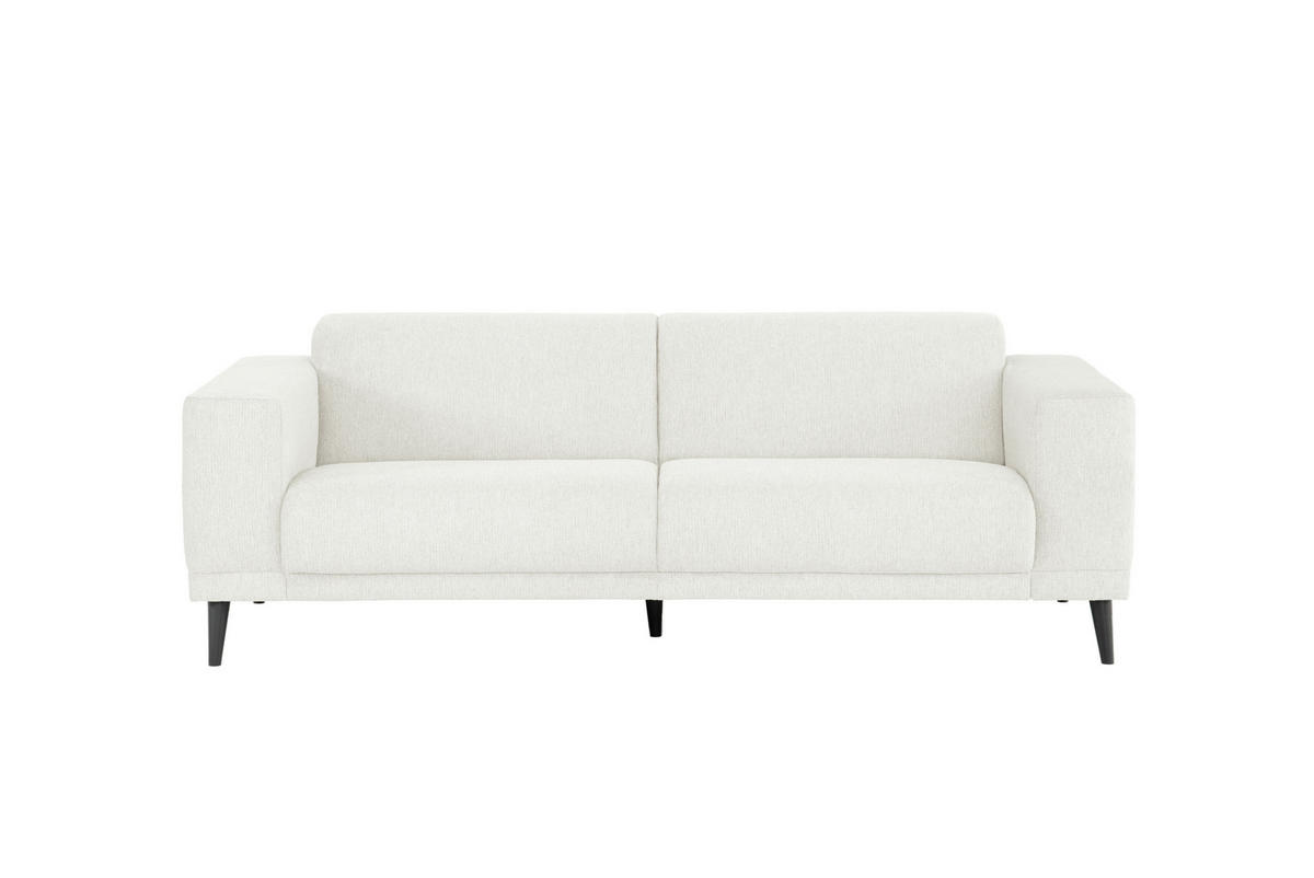 3-SITZER-SOFA in Webstoff Weiß  - Schwarz/Weiß, Design, Holz/Textil (218/77/93cm) - MID.YOU