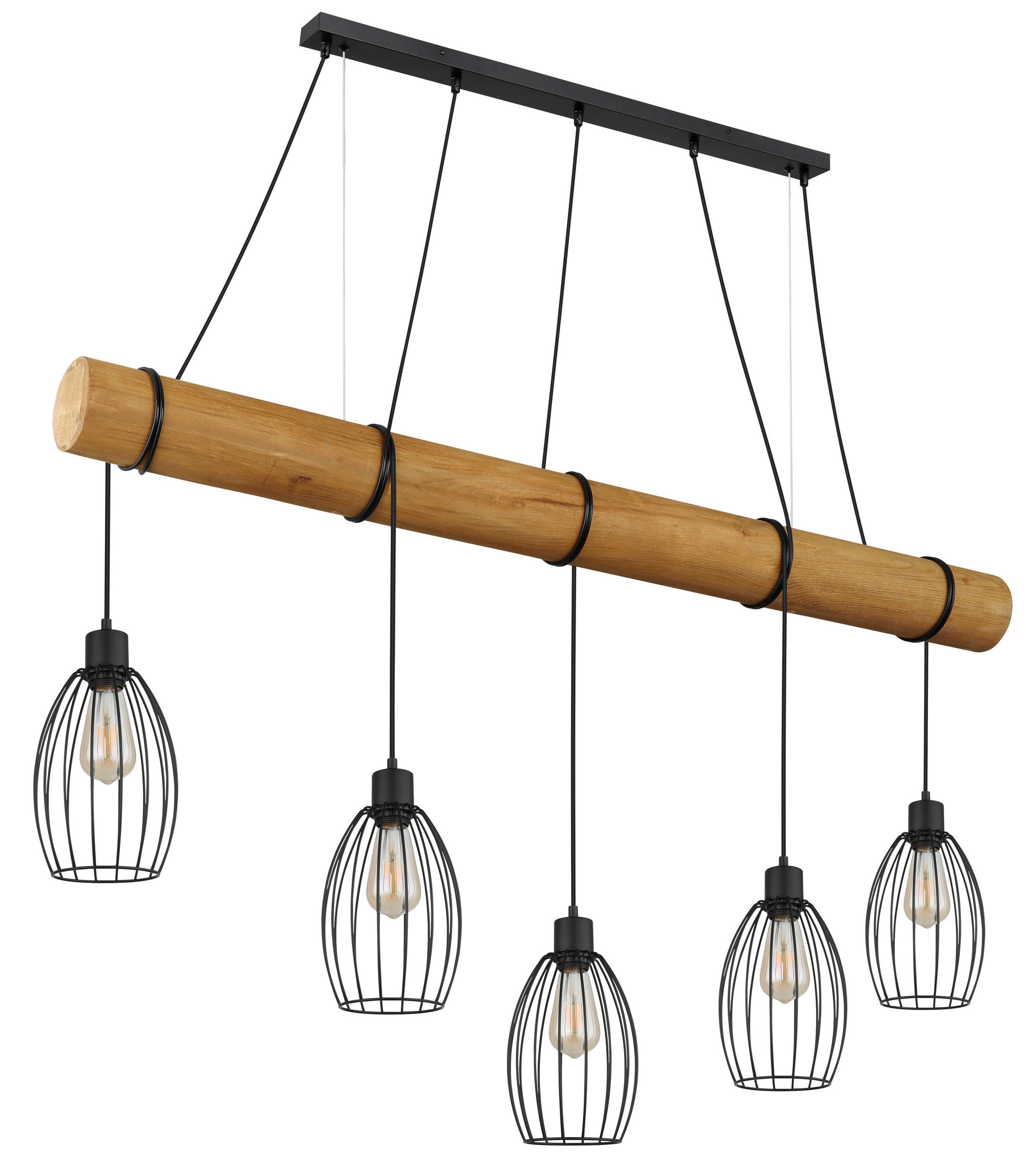 HÄNGELEUCHTE Berti 140/16/150 cm  - Schwarz/Braun, Design, Holz/Kunststoff (140/16/150cm) - Globo