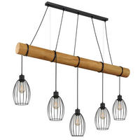 HÄNGELEUCHTE Berti 140/16/150 cm  - Schwarz/Braun, Design, Holz/Kunststoff (140/16/150cm) - Globo