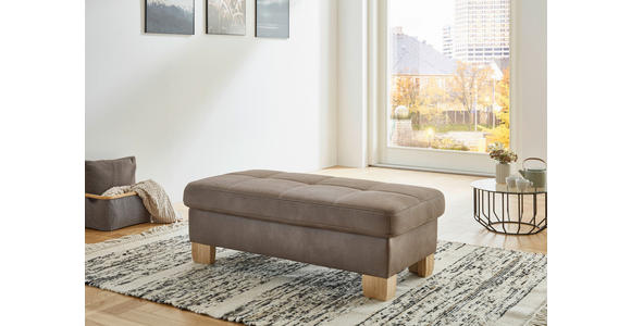 HOCKER Mikrofaser Braun  - Beige/Braun, KONVENTIONELL, Holz/Textil (130/47/65cm) - Voleo