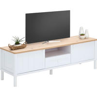 LOWBOARD Weiss, Eiche Artisan  158,5/50,3/45,5 cm  - Weiss/Eiche Artisan, Romantik / Landhaus, Holzwerkstoff/Metall (158,5/50,3/45,5cm) - home24