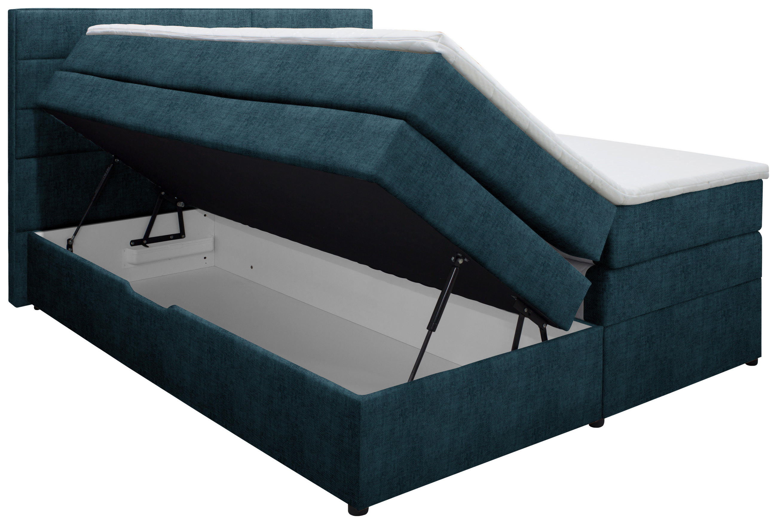 BOXSPRINGBETT 180/200 cm  in Dunkelblau  - Wengefarben/Dunkelblau, KONVENTIONELL, Holz/Textil (180/200cm) - Carryhome